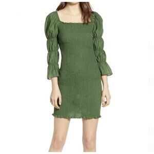 Revolve J.O.A. Green Smocked Mini Dress